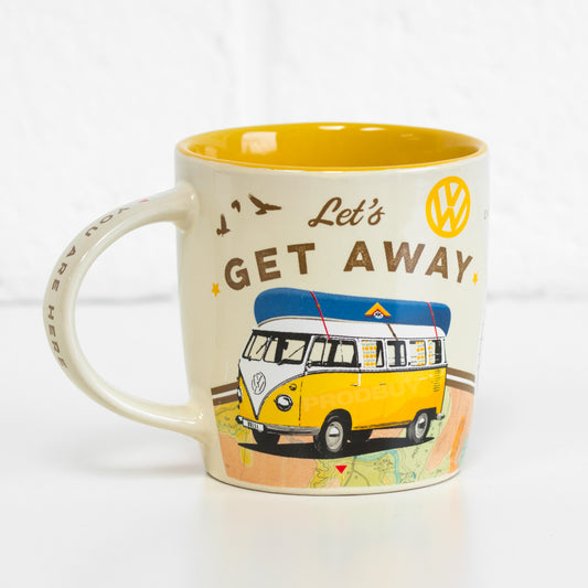 Retro 'Let's Get Away' Volkswagen Coffee Mug