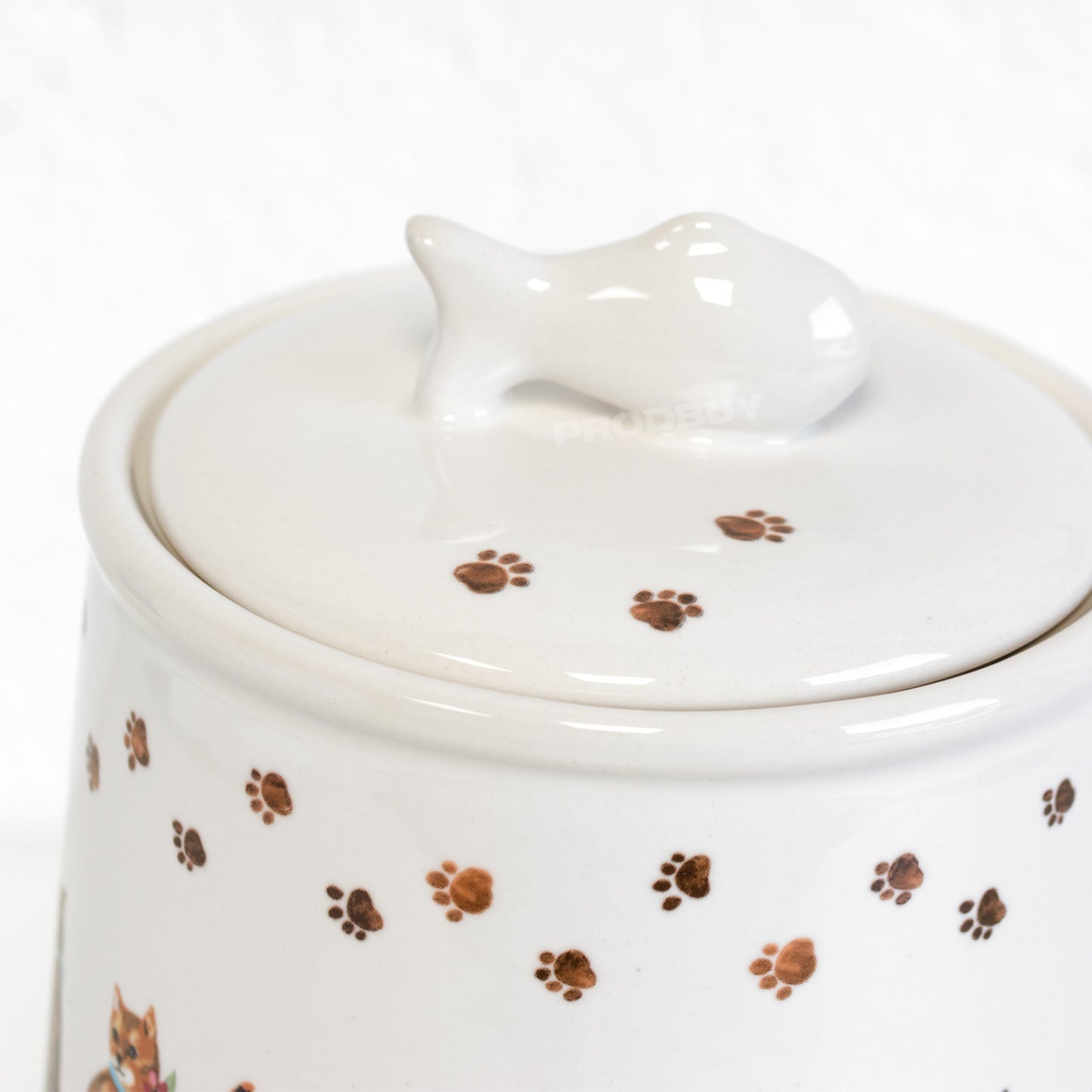 Ceramic Cat Treat Storage Canister with Removable Lid
