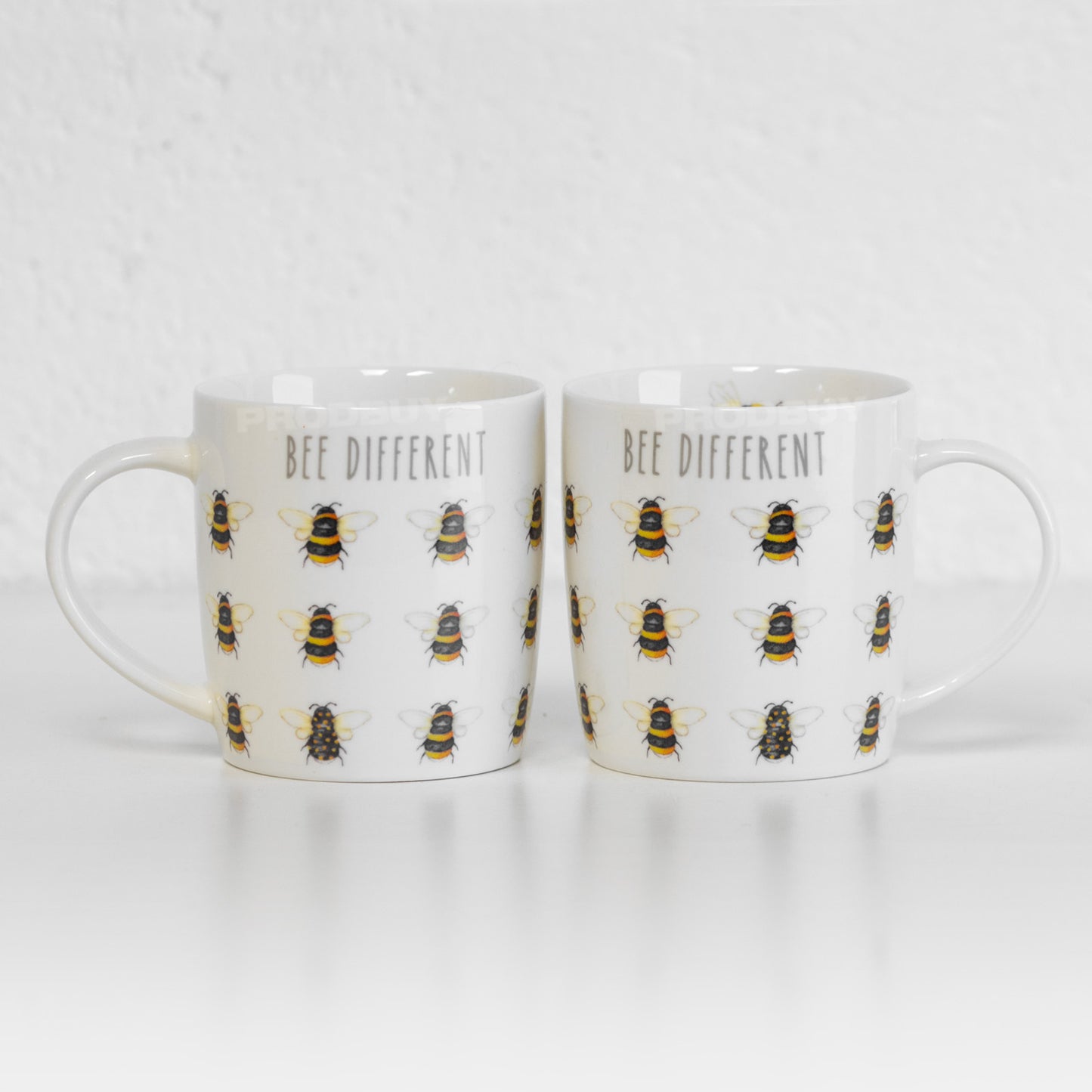 Set of 2 White 'Bee Different' Coffee Mugs