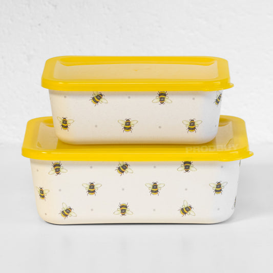 Set of 2 Bee Food Storage Containers Lunch Sandwich Boxes