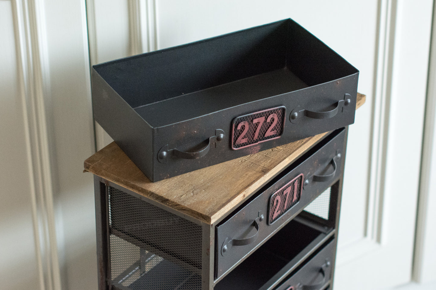 Industrial Style Black Metal 5 Drawer Cabinet