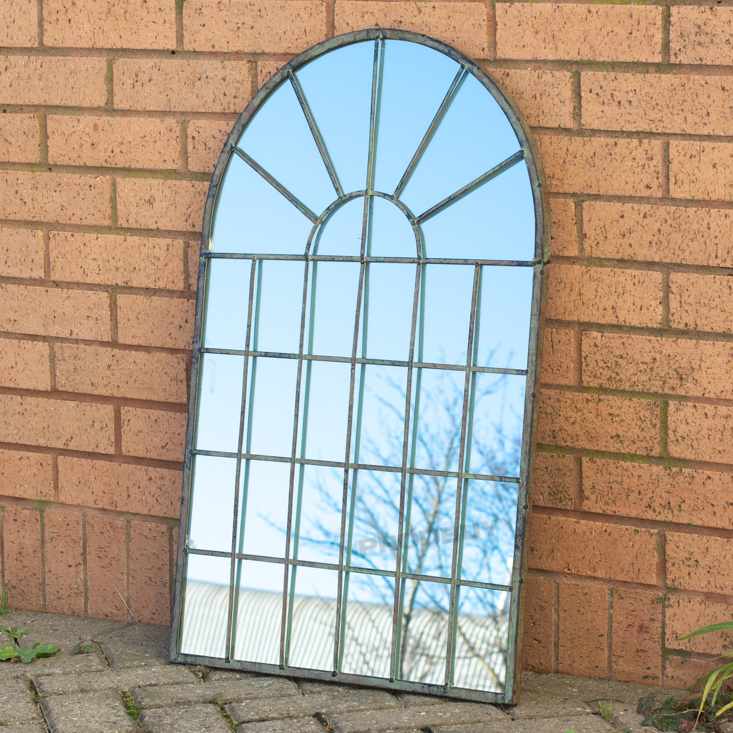 Large 77cm Arch Mirror Window Metal Frame Gothic Arched Arc