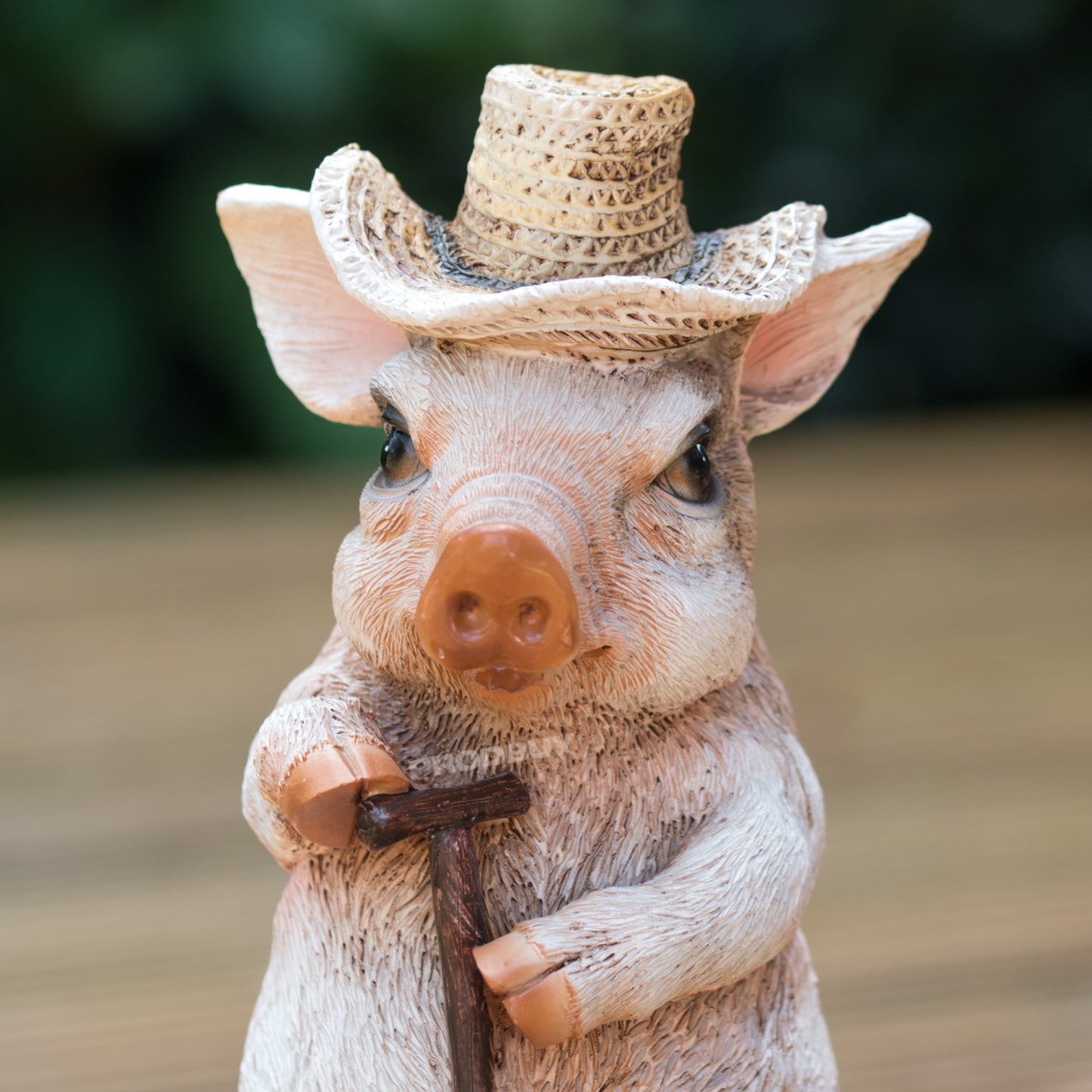 Pig with Shovel 20cm Resin Garden Ornament