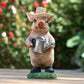 Pig with Watering Can 20cm Resin Garden Ornament