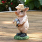 Pig with Watering Can 20cm Resin Garden Ornament