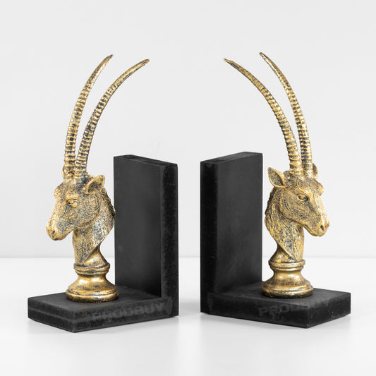 Pair of Gold Resin Antelope Book Ends