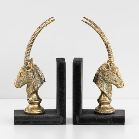 Pair of Gold Resin Antelope Book Ends