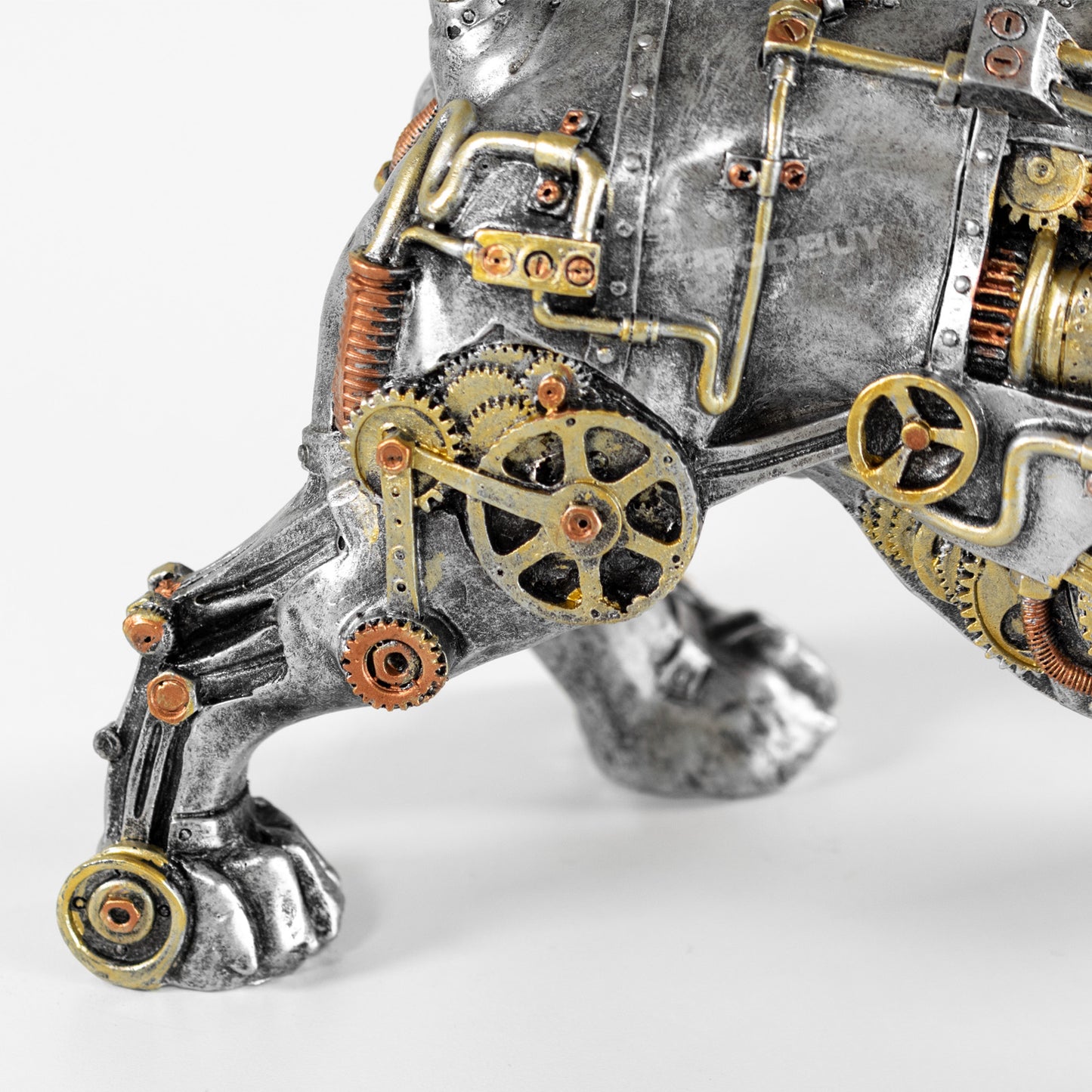 Steampunk Silver Resin Bulldog Ornament