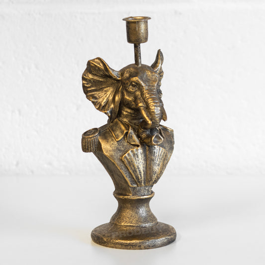Bronzed Animal Display Bust Candle Stick Holder