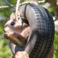 Squirrel In Tyre Resin Hanging Garden Ornament