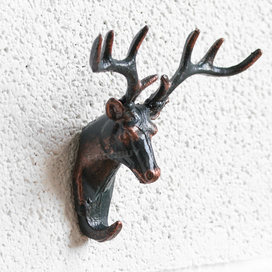 Stag Head Wall Mounted Metal Coat Hook