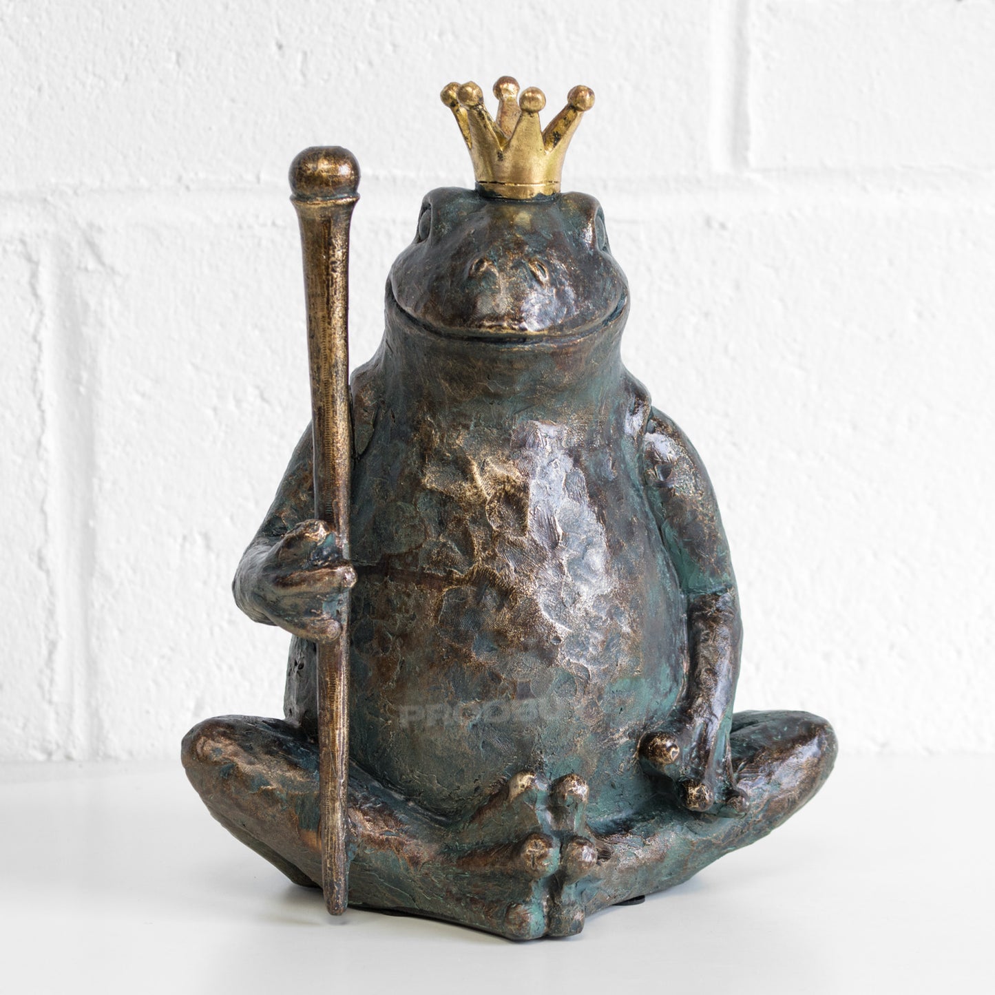 11" Royal Frog King with Crown & Sceptre Outdoor Garden Ornament