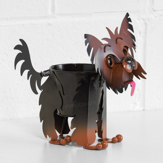 Yorkshire Terrier Dog Shaped Metal Planter / Plant Pot Cover