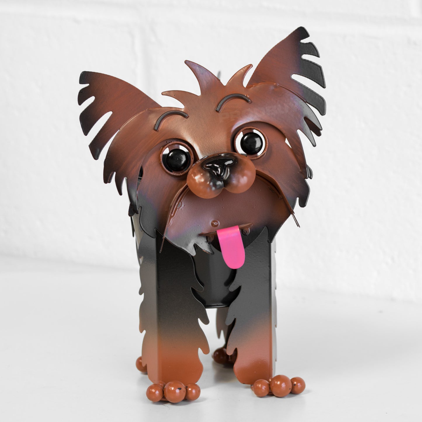 Yorkshire Terrier Dog Shaped Metal Planter / Plant Pot Cover