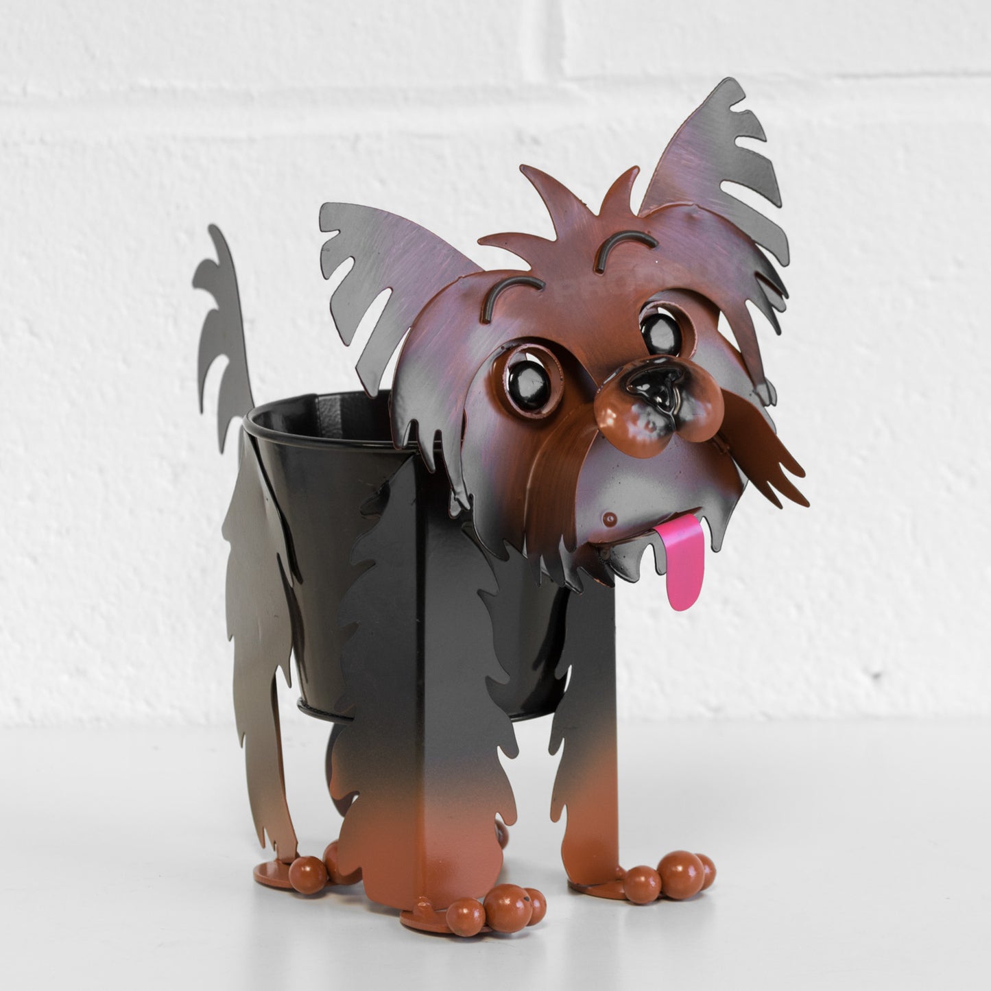 Yorkshire Terrier Dog Shaped Metal Planter / Plant Pot Cover