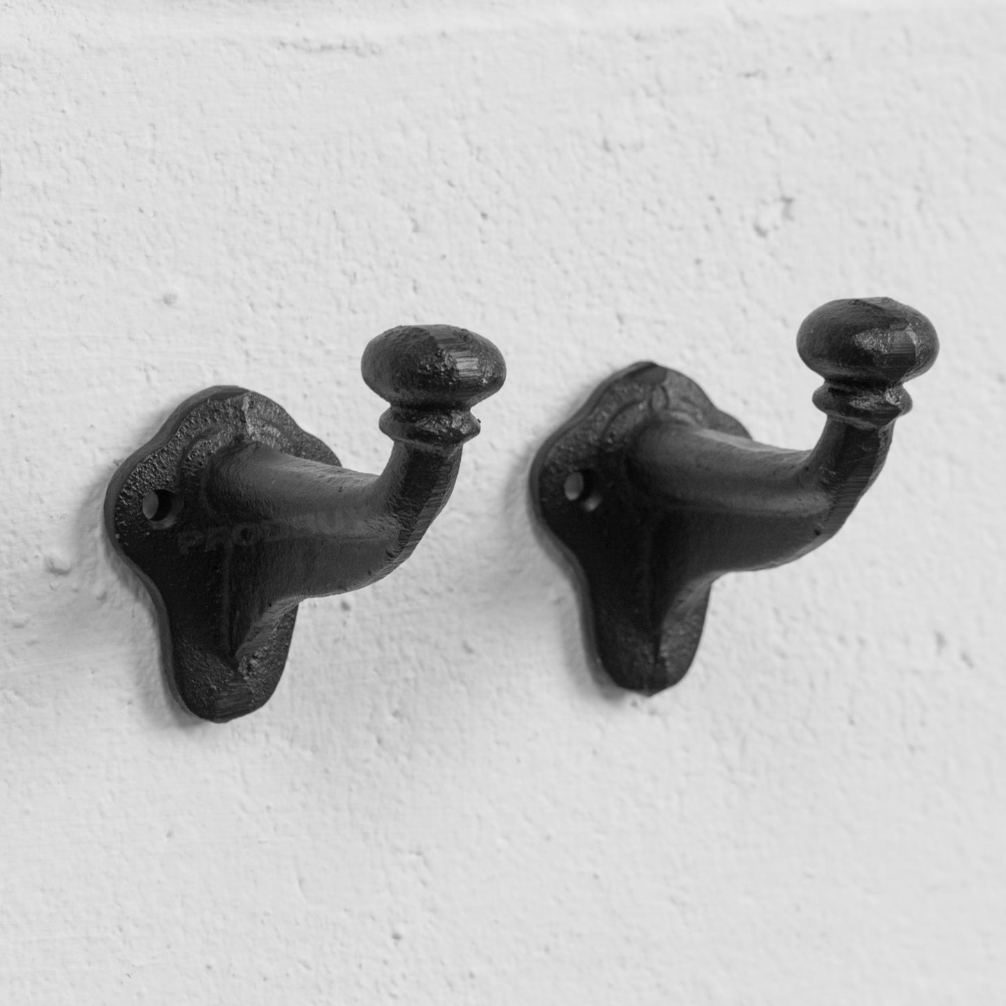 Set of 2 Cast Iron Wall Coat Hooks