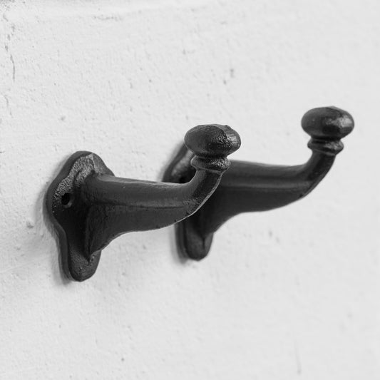 Set of 4 Cast Iron Wall Coat Hooks