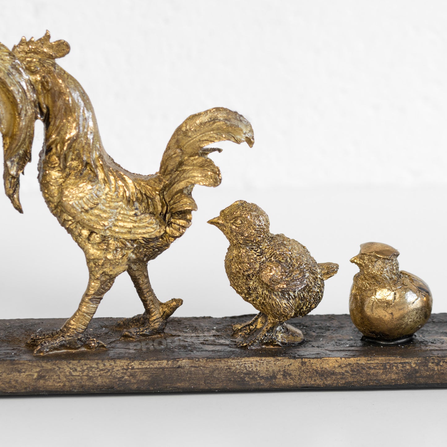 Gold Resin 34cm 'Evolution of a Chicken' Sculpture
