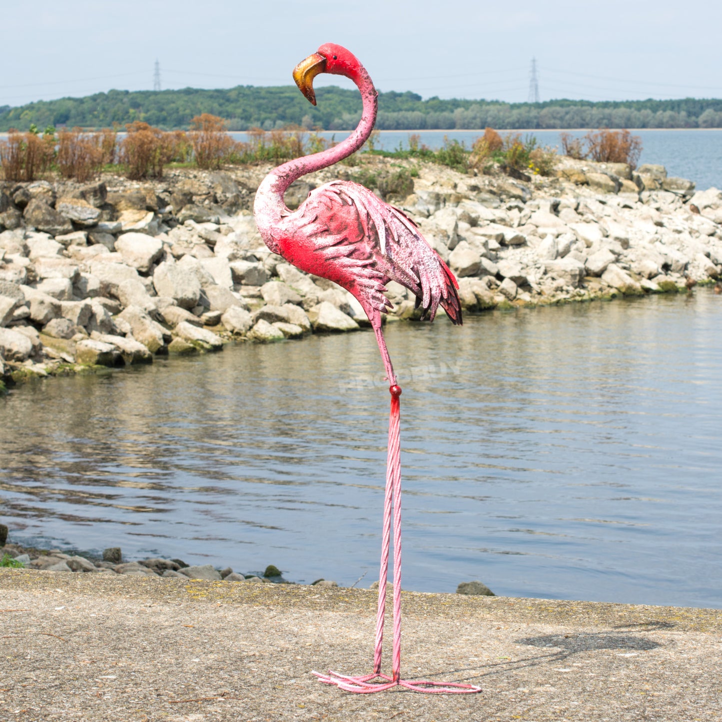 Large Pink Flamingo 117cm Tall Metal Garden Ornament