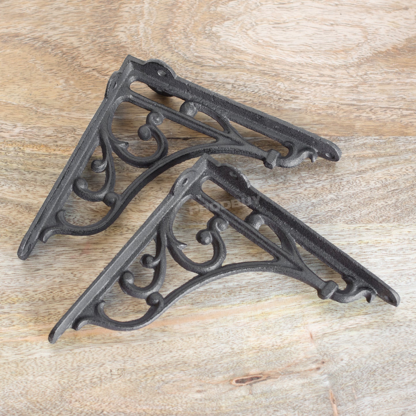 Pair of 2 Vintage Cast Iron Wall Mounted Shelf Brackets Set