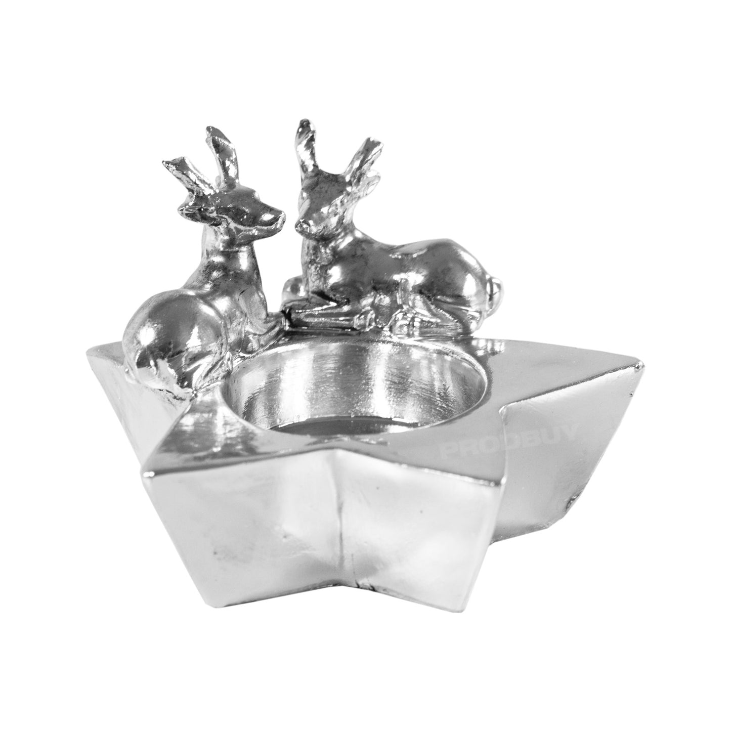 Resin Silver Star with Deer Tea Light Candle Holder