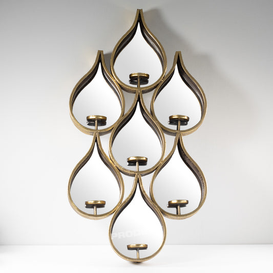 Indian Inspired Raindrop Wall Mirror Candle Holder