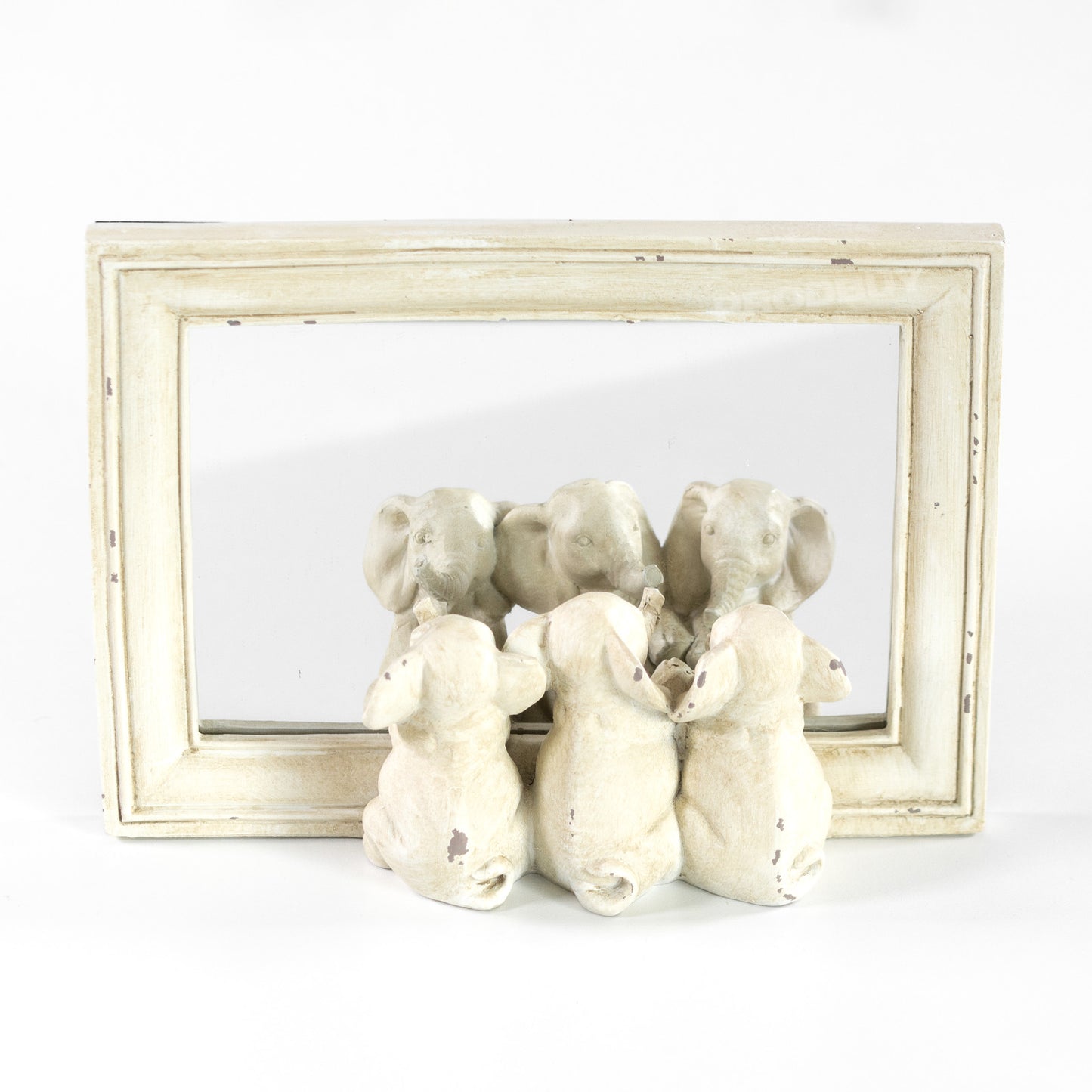 Three Elephants Small Free-standing Table Mirror Vintage Style Ornament