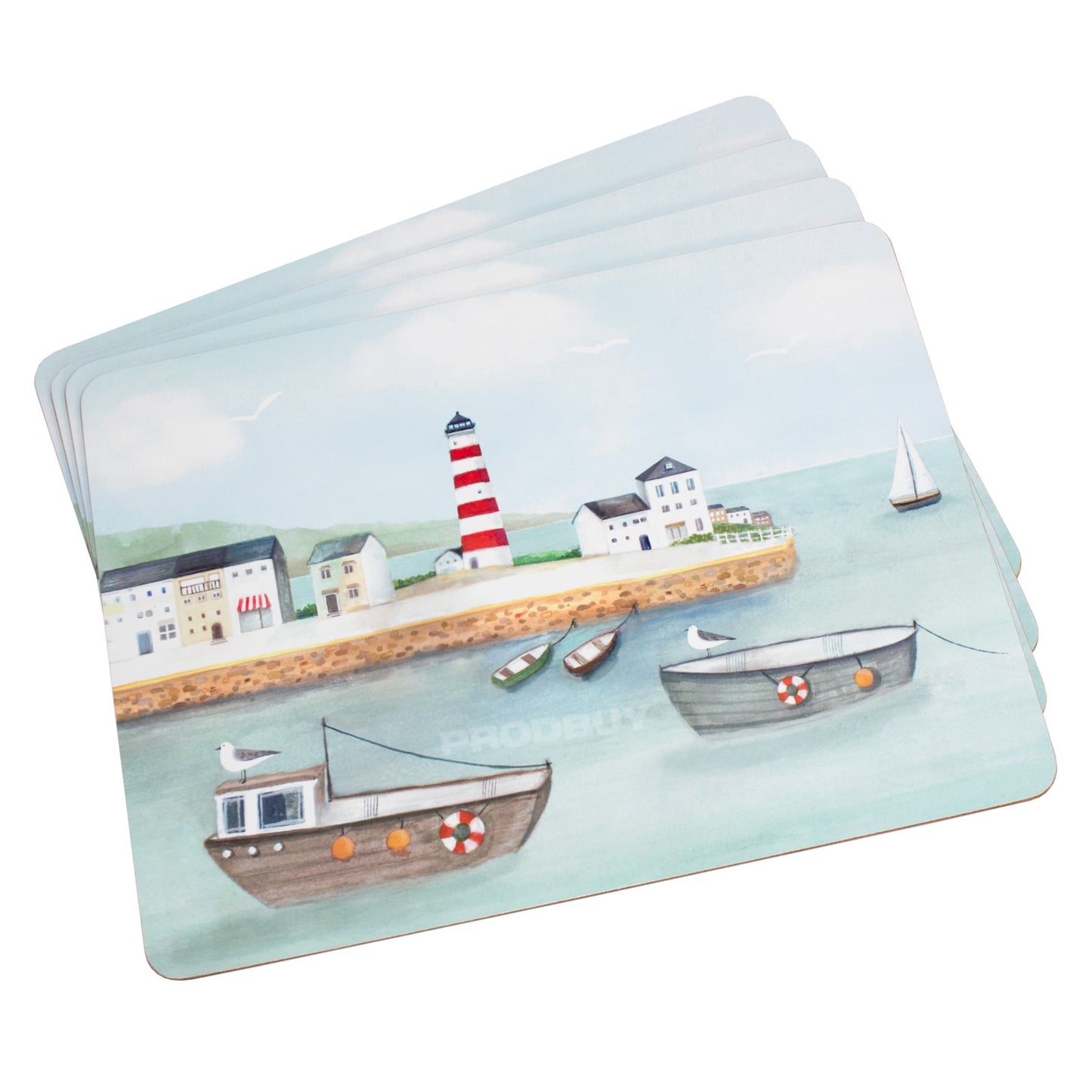 Set of Coastal Harbour 4 Placemats & 4 Coasters