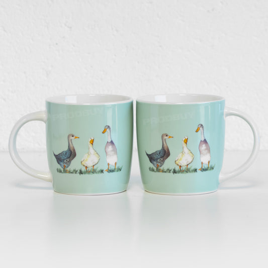 300ml Ceramic Riverdale Farm Duck Mugs - Pastel Pale Green