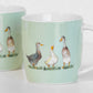 300ml Ceramic Riverdale Farm Duck Mugs - Pastel Pale Green