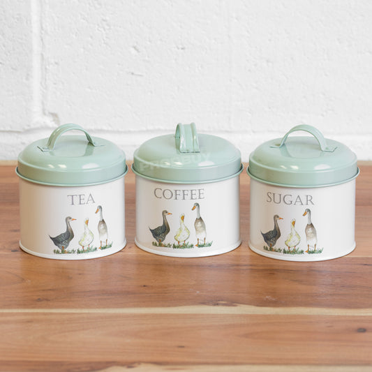 Duck Farm Metal Tea Coffee Sugar Storage Canisters