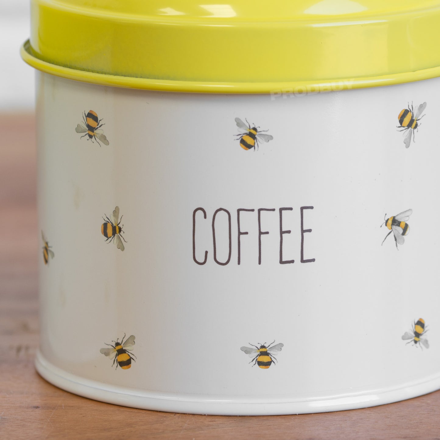 600ml Bee Design Cream Tea Coffee Sugar Set Canisters with Yellow Lids