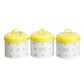 600ml Bee Design Cream Tea Coffee Sugar Set Canisters with Yellow Lids