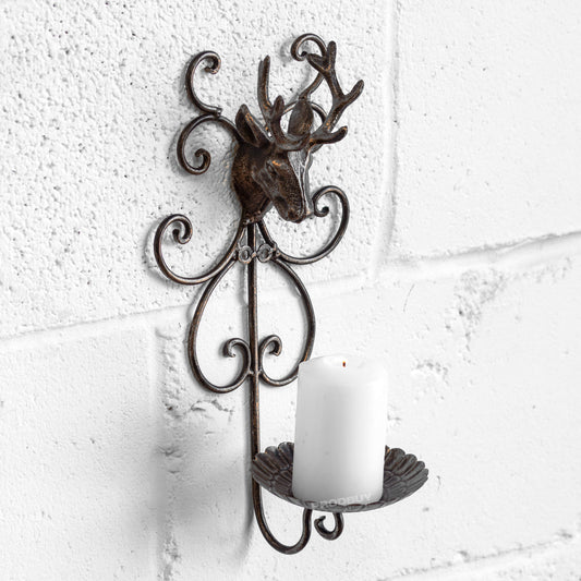 Stag Wall Mounted Metal Candle Holder