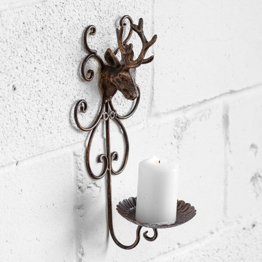 Gothic Vintage Wall Mounted Stag Candle Holder Reindeer