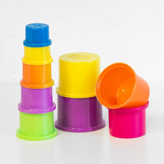 Set of 9 Bright Baby Stacking Stackable Cups Building Tower Toy 6 - 12 Months