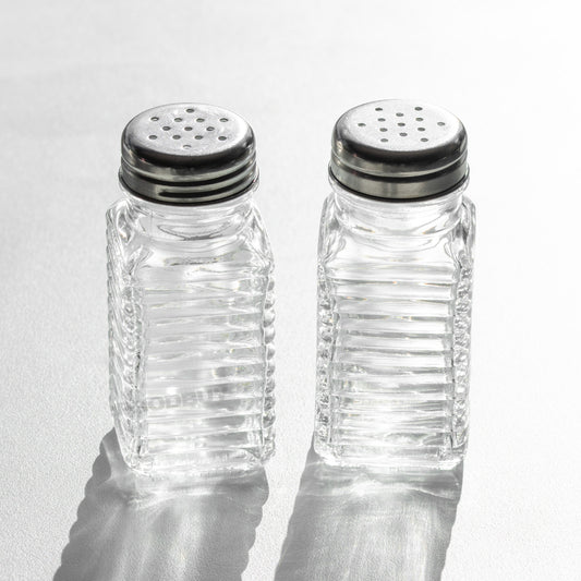 Small Ribbed Glass Salt & Pepper Pots