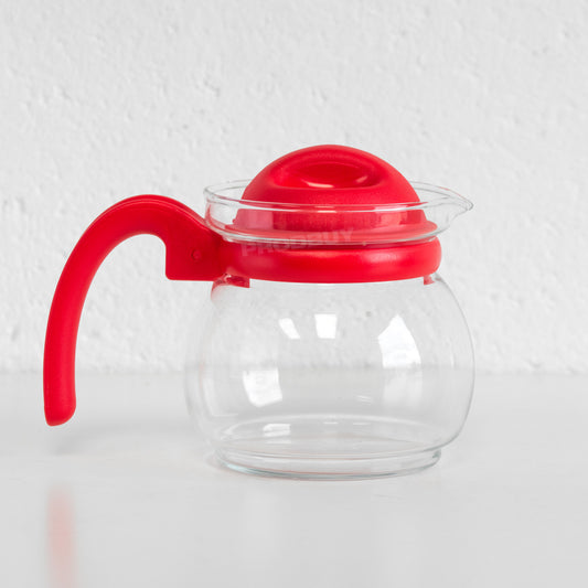 Clear Glass 750ml Teapot with Colour Handle
