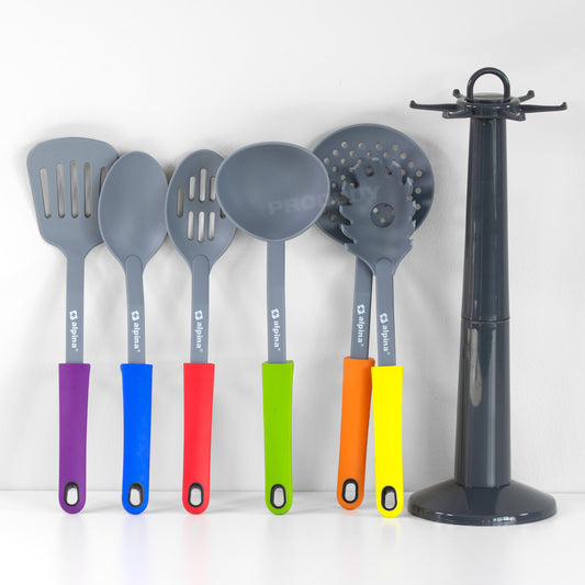 6 Piece Nylon Kitchen Utensil Set with Rack