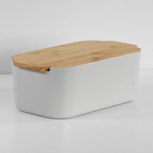 Grey Bread Storage Container with Chopping Board Lid