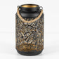 24cm Black & Gold Metal Hanging Lantern Pillar Candle Holder