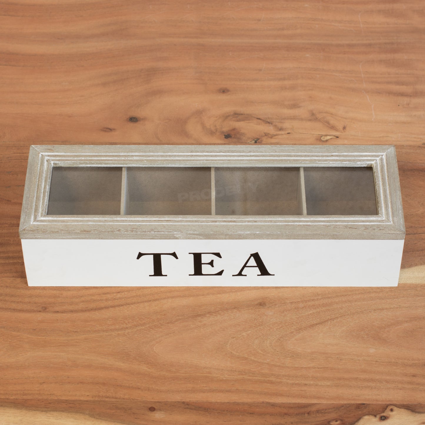 4 Compartment Tea Storage Box Caddy Teabag Holder