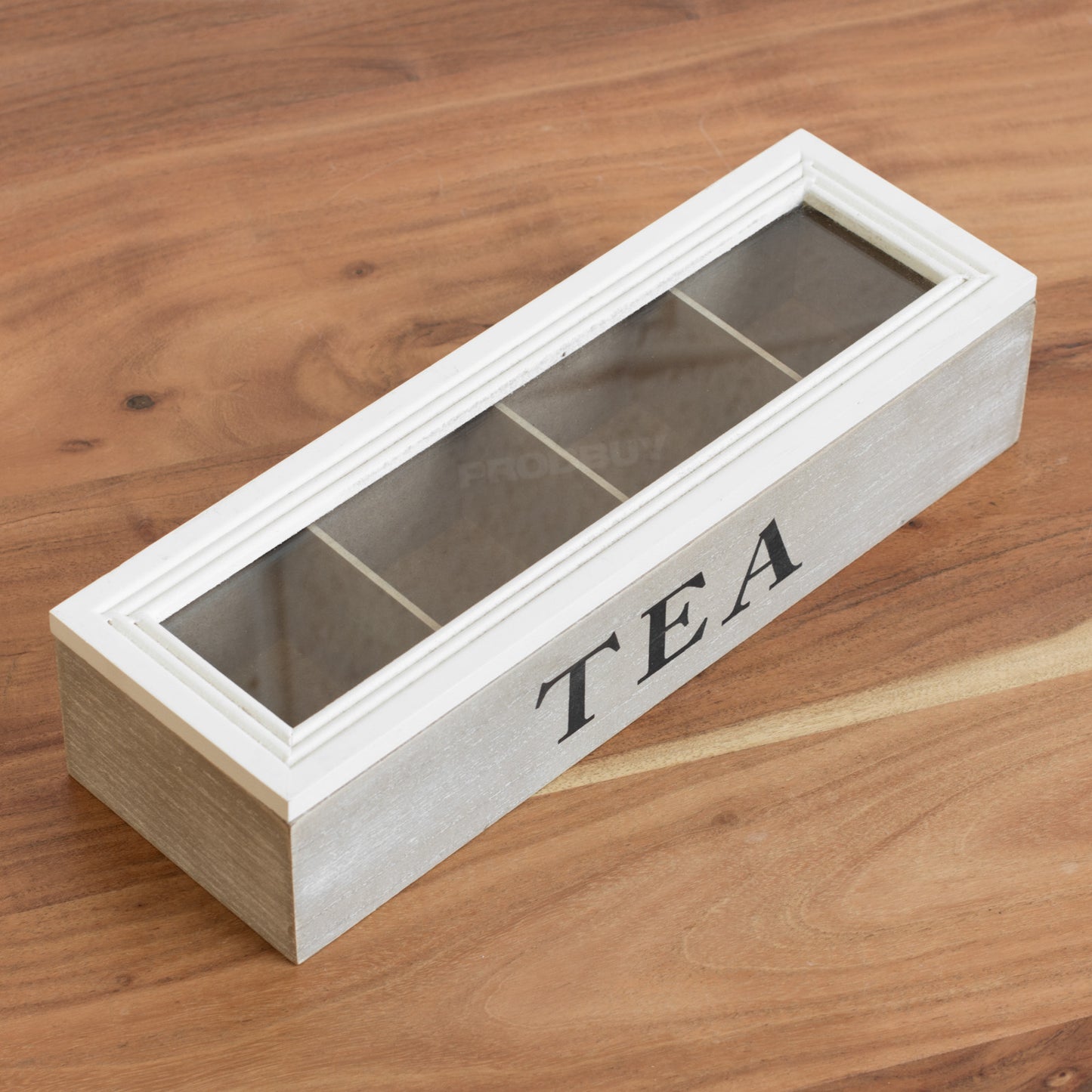 4 Compartment Tea Storage Box Caddy Teabag Holder