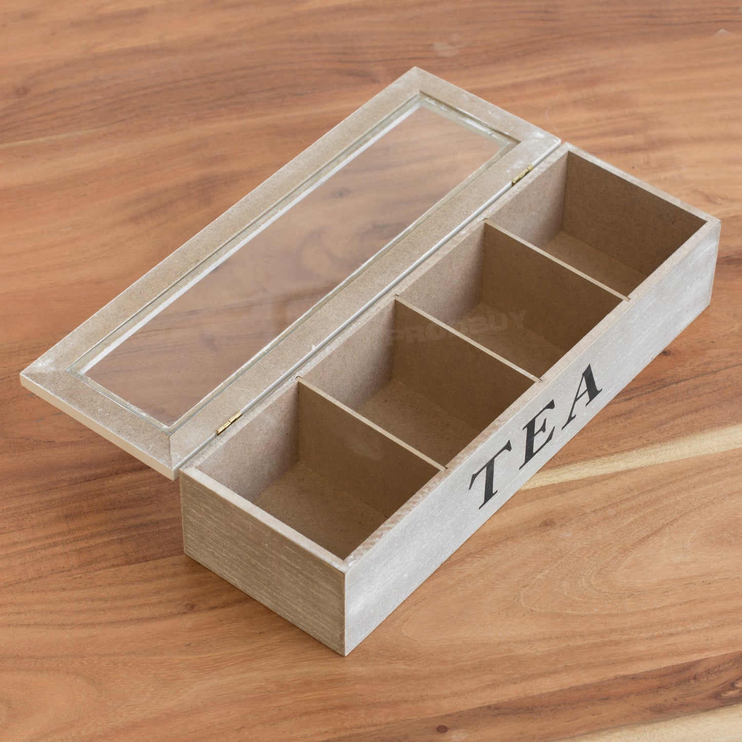 4 Compartment Tea Storage Box Caddy Teabag Holder