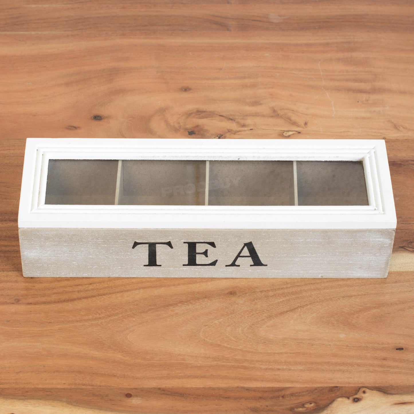 4 Compartment Tea Storage Box Caddy Teabag Holder