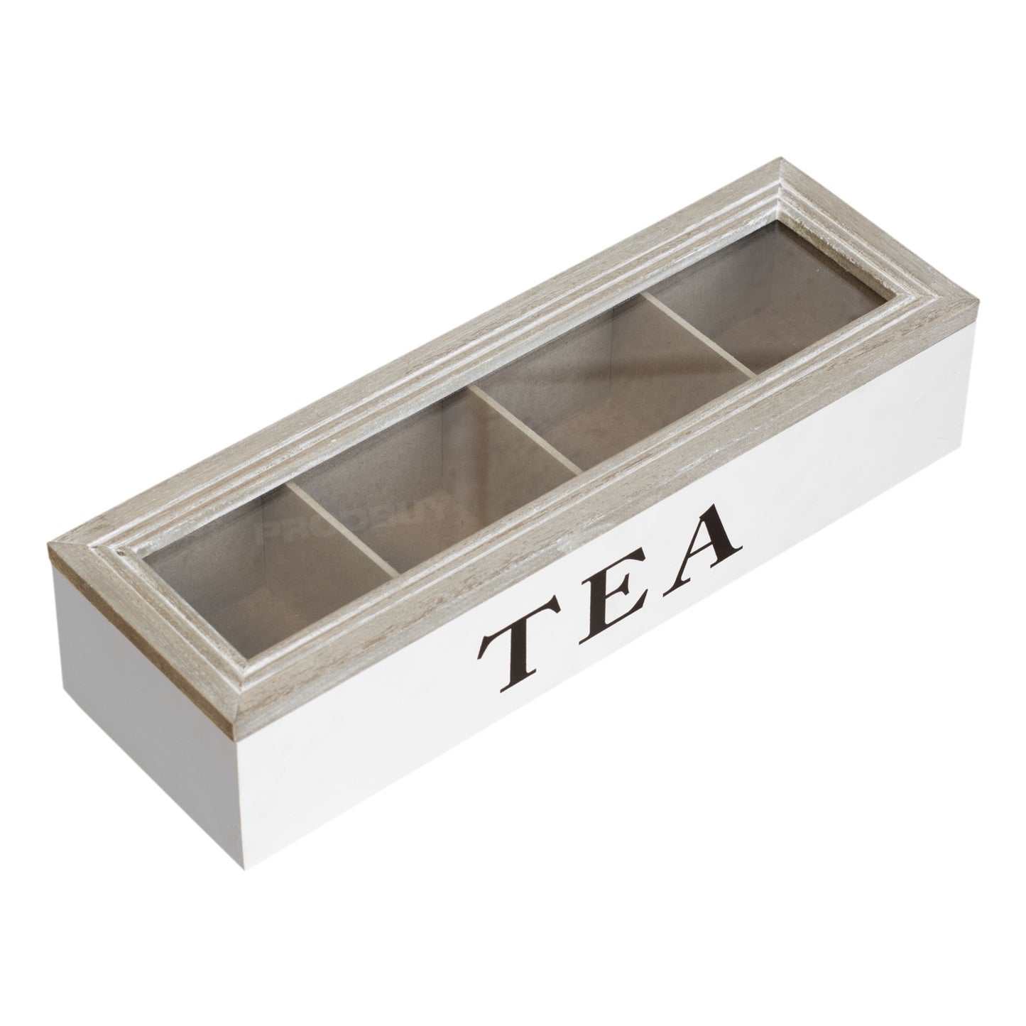 4 Compartment Tea Storage Box Caddy Teabag Holder