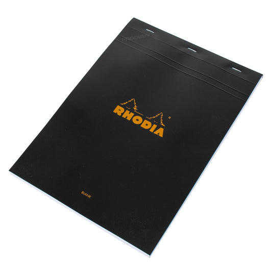 Set of 3 Rhodia A4 Blank Artist's Sketching Pads with Black Covers & Plain White Sheets