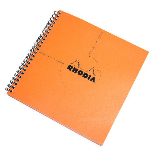 Rhodia Spiral A5+ Reverse Notebook with 5x5mm Square Grid Pages & Orange Cover