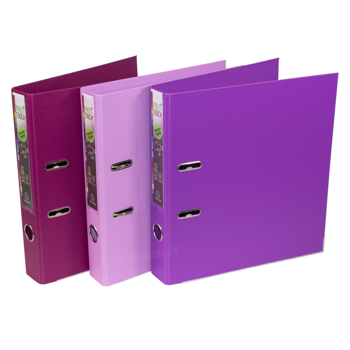 Set of 3 Premium Lever Arch Files A4 50mm with Purple / Lilac / Fuchsia Colours