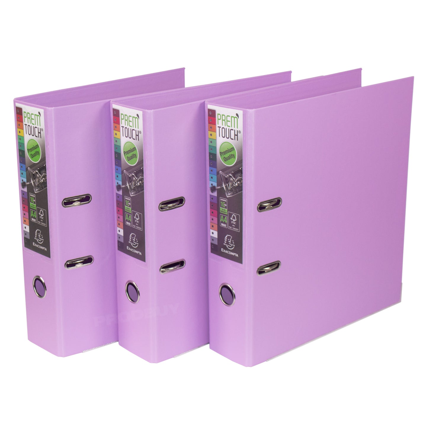 Set of 3 Premium Lever Arch Files A4 80mm with Lilac Purple Colour
